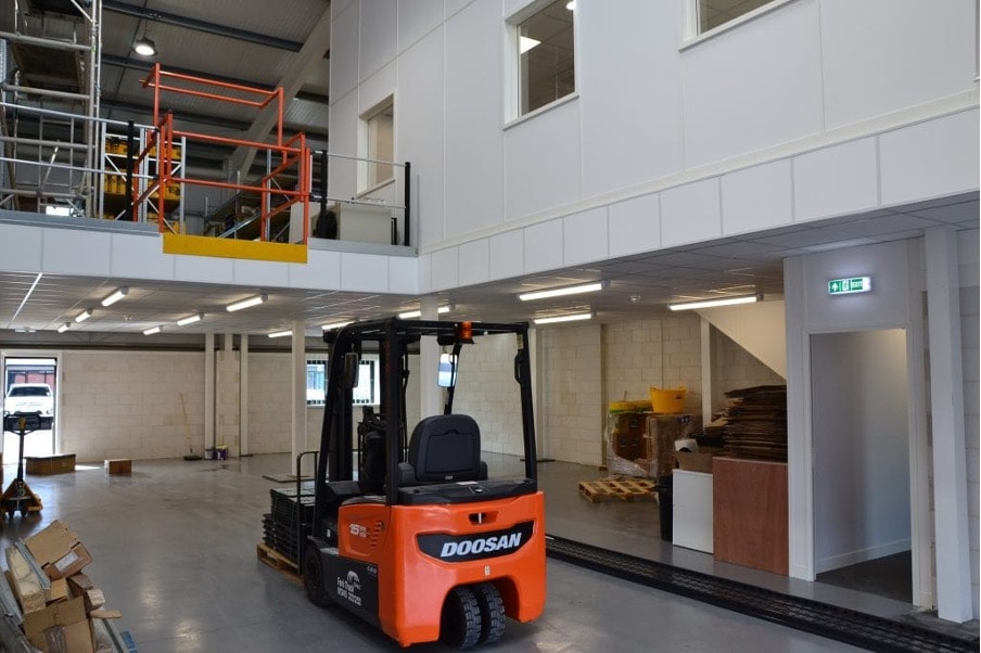 Clients warehouse complete with mezzanine