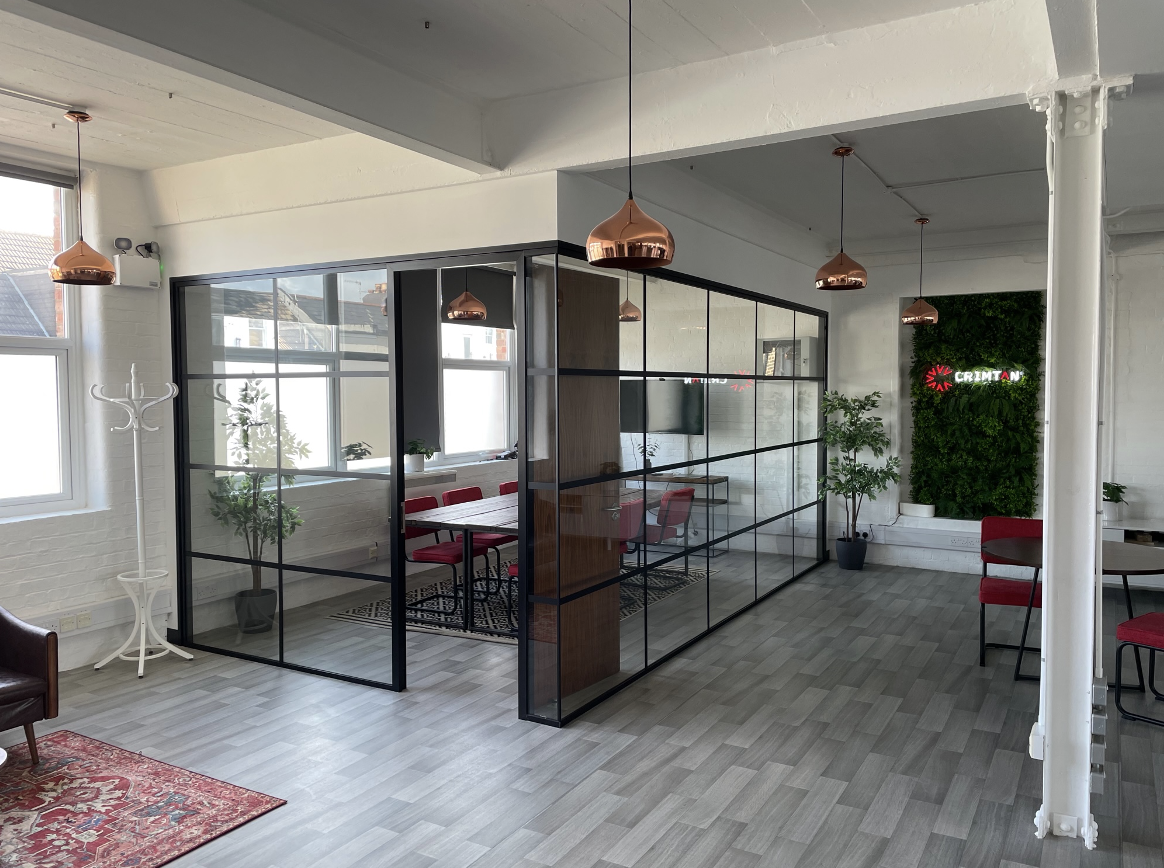 Framed glass partition | industrial partitions in office space