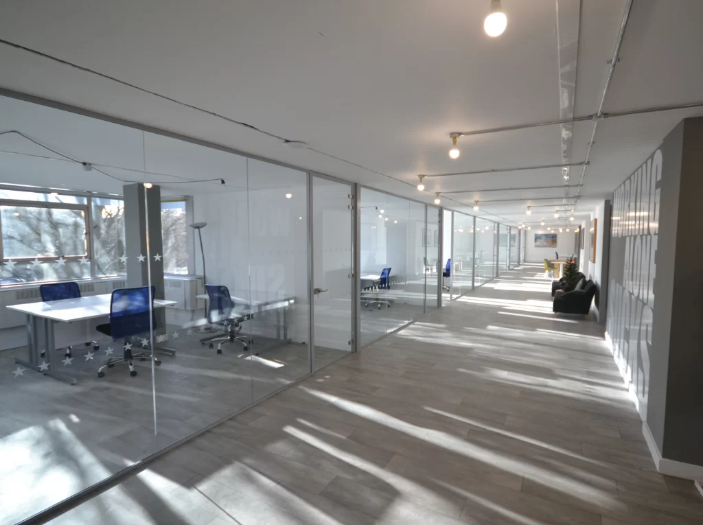 Framed Glass Partition Wall | Modern office space with glass partitions