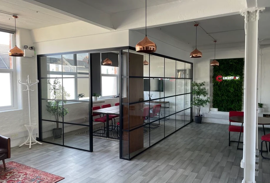 framed glass partitions | modern partitions in an office space