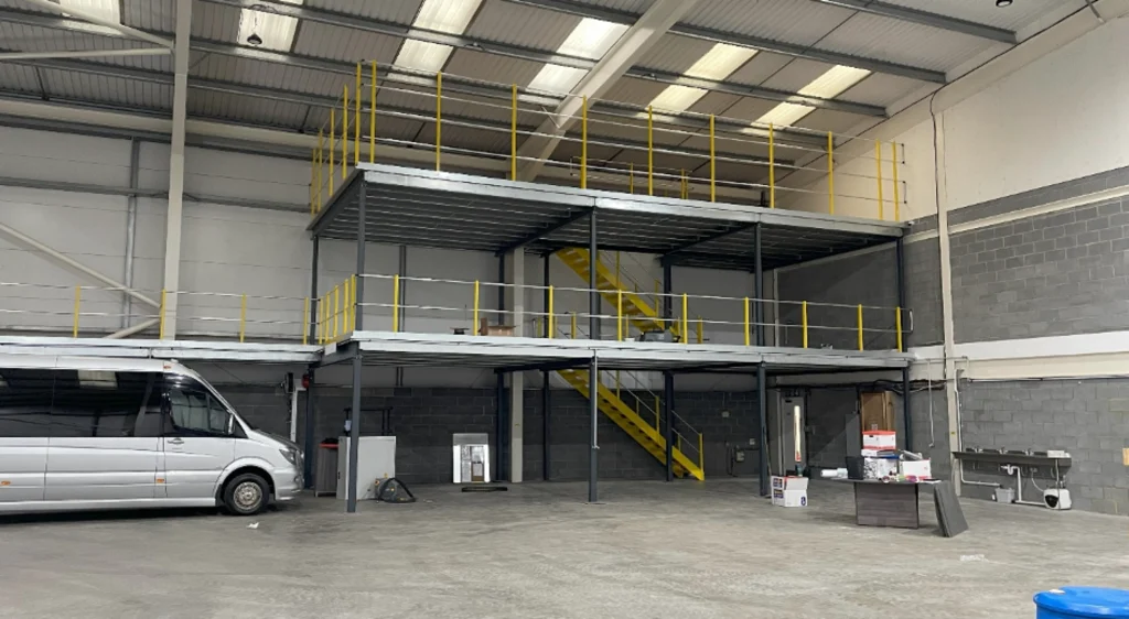 Office refurbishment companies | Mezzanine in warehouse area.