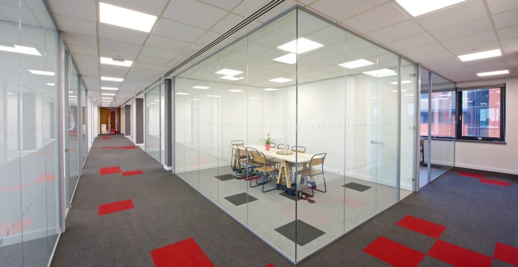 Glass partitioned office